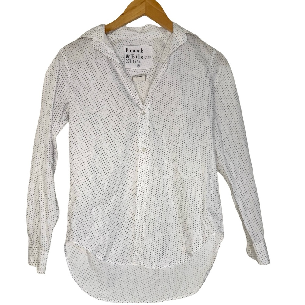 Frank & Eileen Mini Hearts Button Down Relaxed Fit Frank Shirt White Blue XS